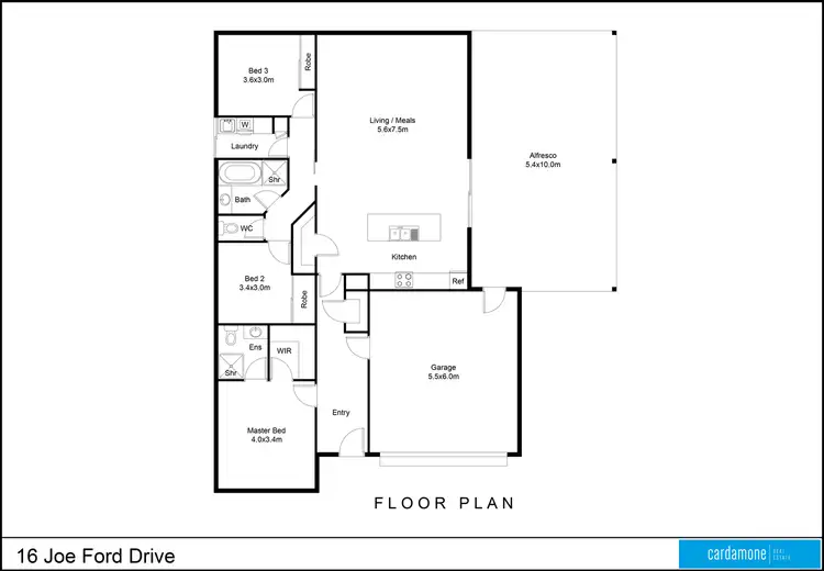 Floorplan of Homely house listing, 16 Joe Ford Drive, Tatura VIC 3616