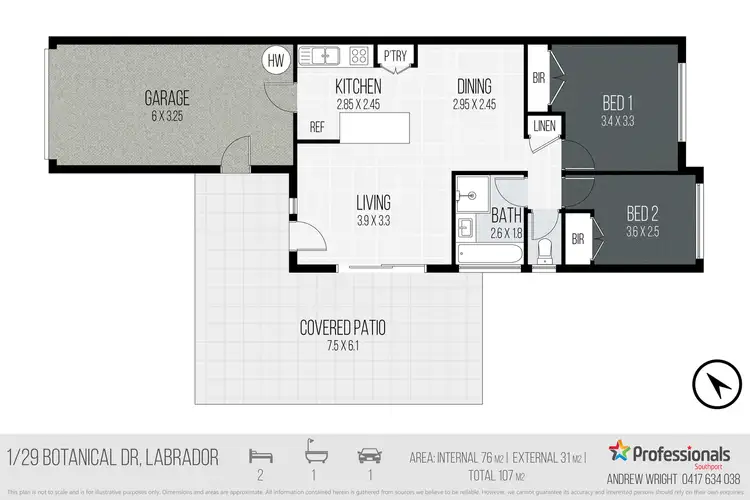 Floorplan of Homely semi-detached listing, 1/29 Botanical Drive, Labrador QLD 4215