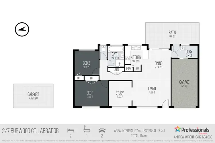 Floorplan of Homely semi-detached listing, 2/7 Burwood Court, Labrador QLD 4215