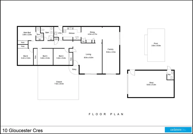 Floorplan of Homely house listing, 10 Gloucester Crescent, Shepparton VIC 3630