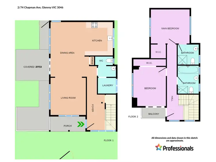 Floorplan of Homely townhouse listing, 2/74 Chapman Avenue, Glenroy VIC 3046