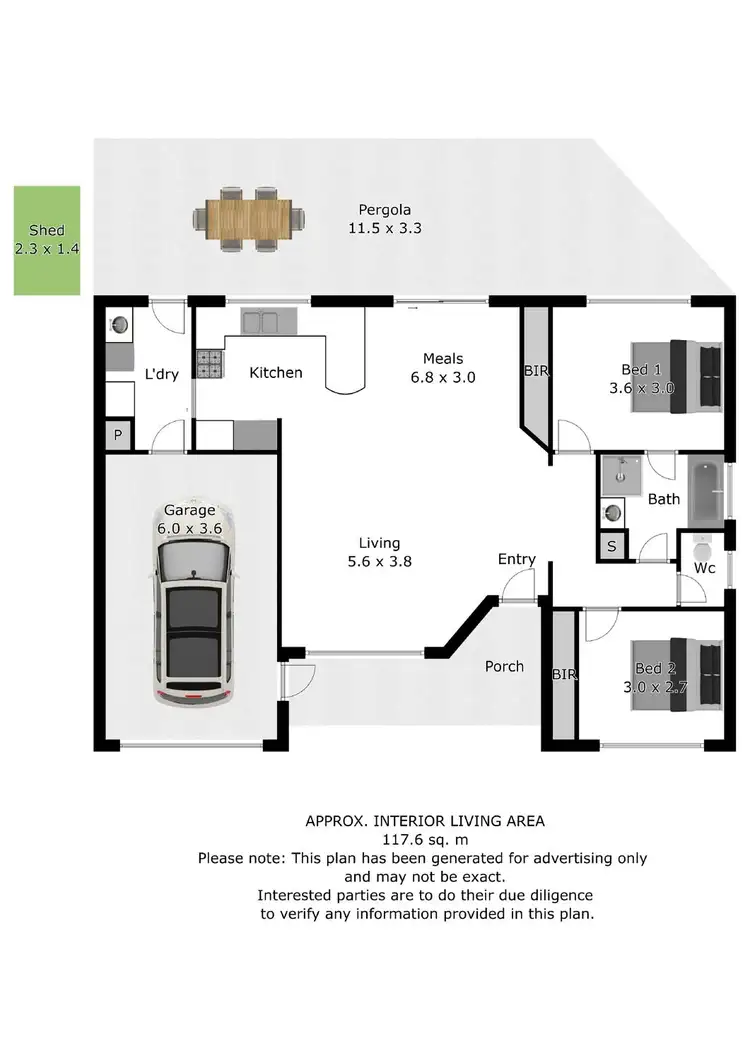 Floorplan of Homely townhouse listing, 1/32 Lawson Street, West Wodonga VIC 3690