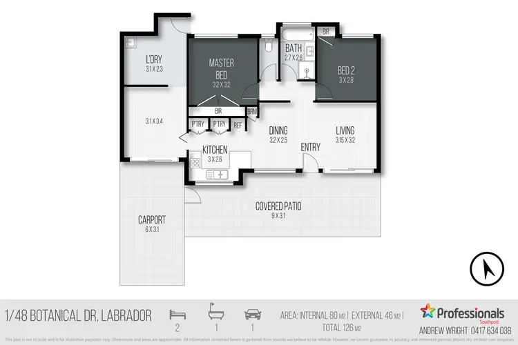 Floorplan of Homely semi-detached listing, 1/48 Botanical Drive, Labrador QLD 4215