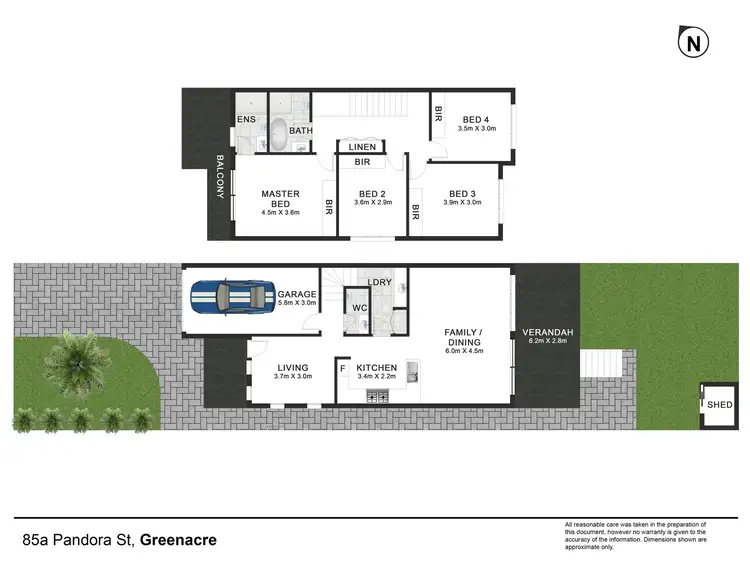 Floorplan of Homely semi-detached listing, 85A Pandora Street, Greenacre NSW 2190
