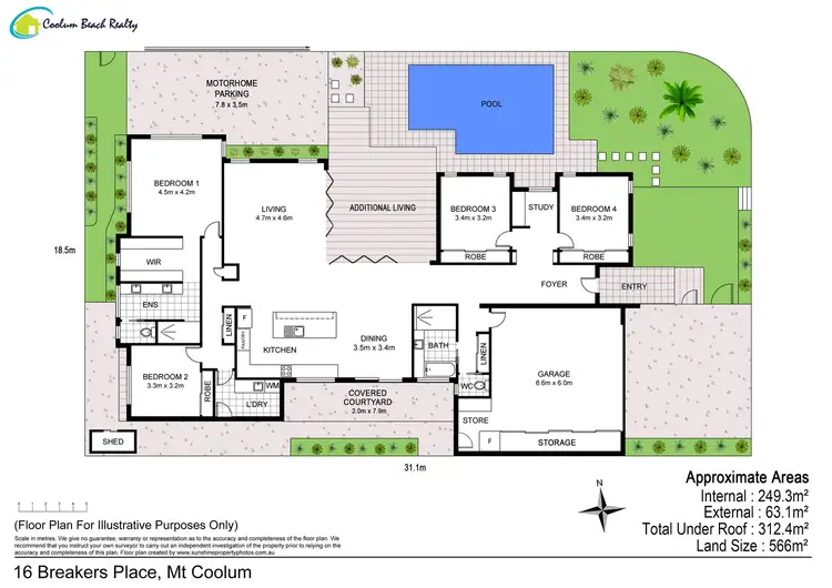 Floorplan of Homely house listing, 16 Breakers Place, Mount Coolum QLD 4573