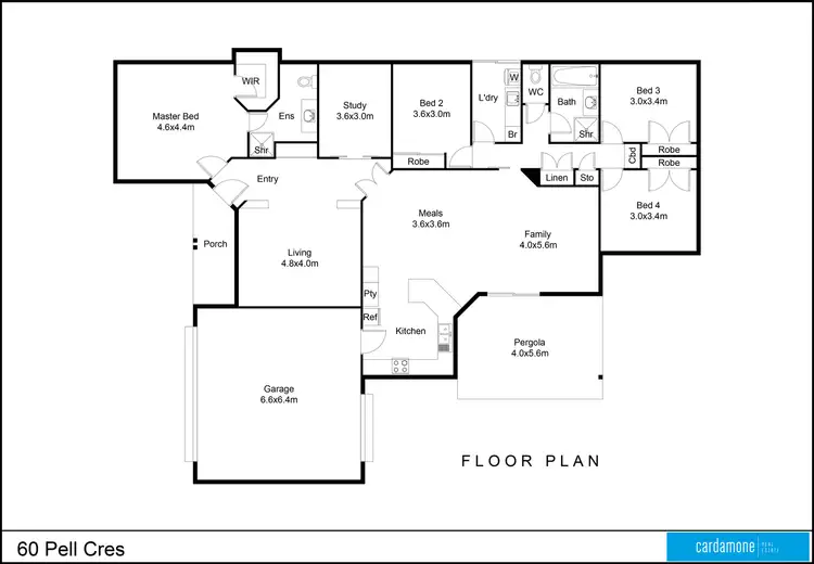 Floorplan of Homely house listing, 60 Pell Crescent, Mooroopna VIC 3629