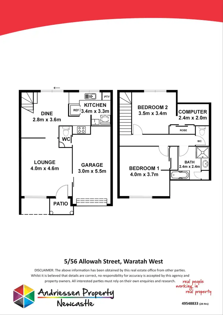 Floorplan of Homely townhouse listing, 5/56 Allowah Street, Waratah West NSW 2298