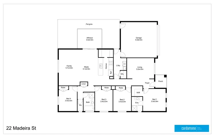 Floorplan of Homely house listing, 22 Madeira Street, Shepparton VIC 3630