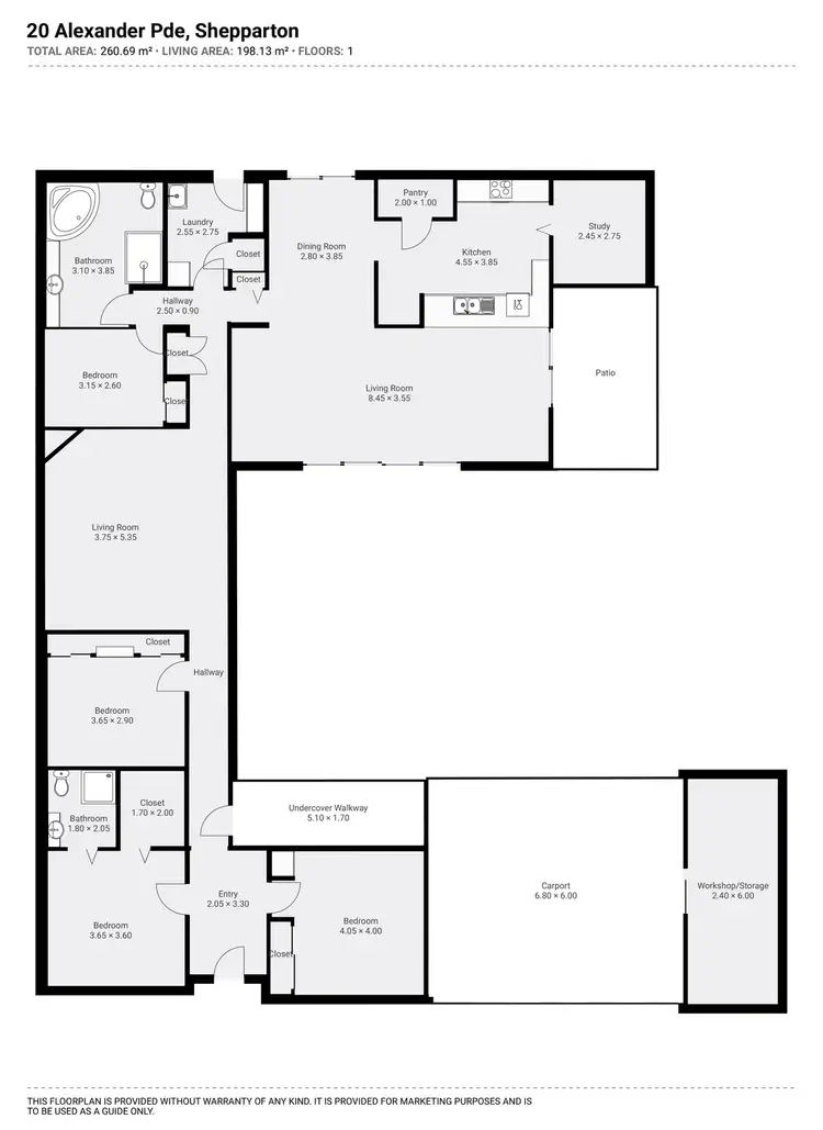 Floorplan of Homely house listing, 20 Alexander Parade, Shepparton VIC 3630