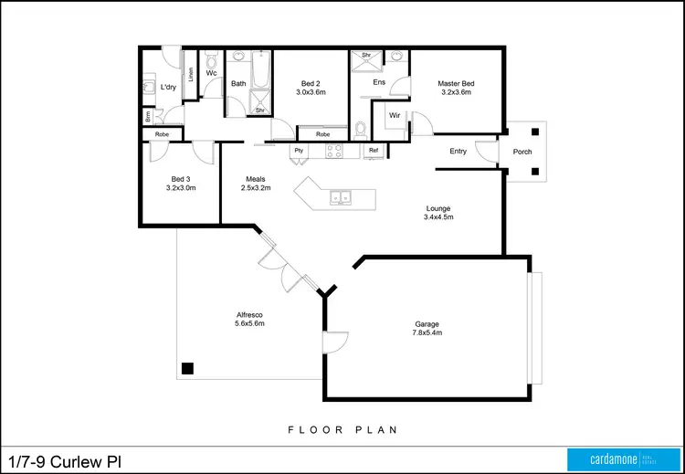 Floorplan of Homely townhouse listing, 1/7-9 Curlew Place, Shepparton VIC 3630