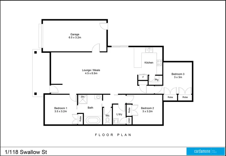Floorplan of Homely unit listing, 1/118 Swallow Street, Shepparton VIC 3630