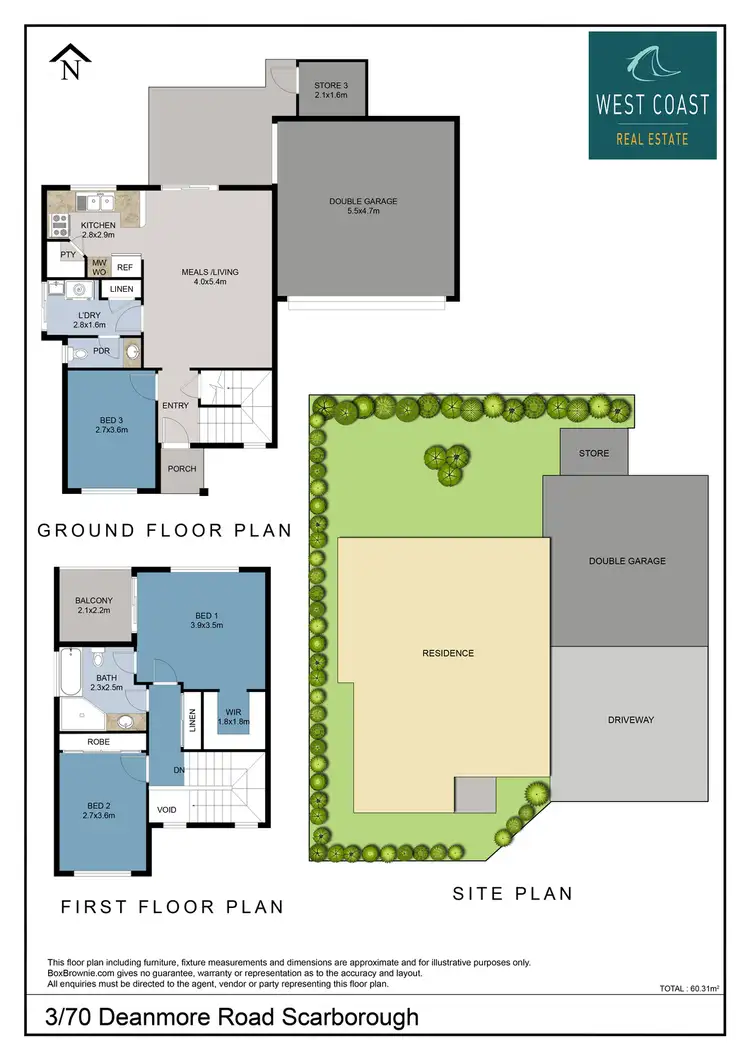 Floorplan of Homely townhouse listing, 3/70 Deanmore Road, Scarborough WA 6019
