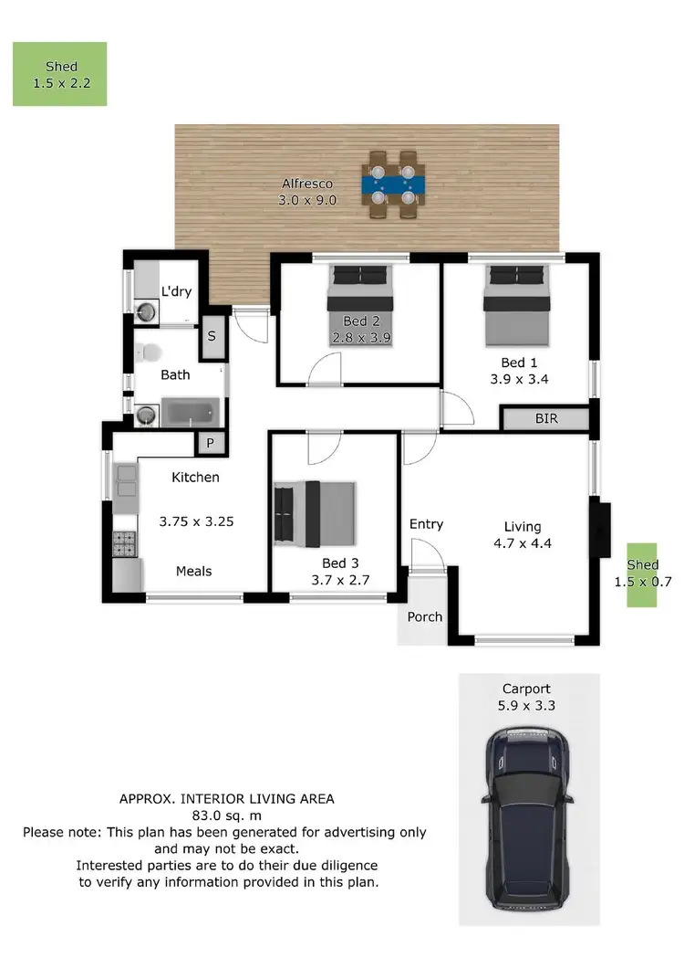 Floorplan of Homely house listing, 15 Martin Street, Wodonga VIC 3690