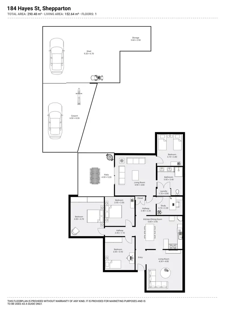 Floorplan of Homely house listing, 184 Hayes Street, Shepparton VIC 3630