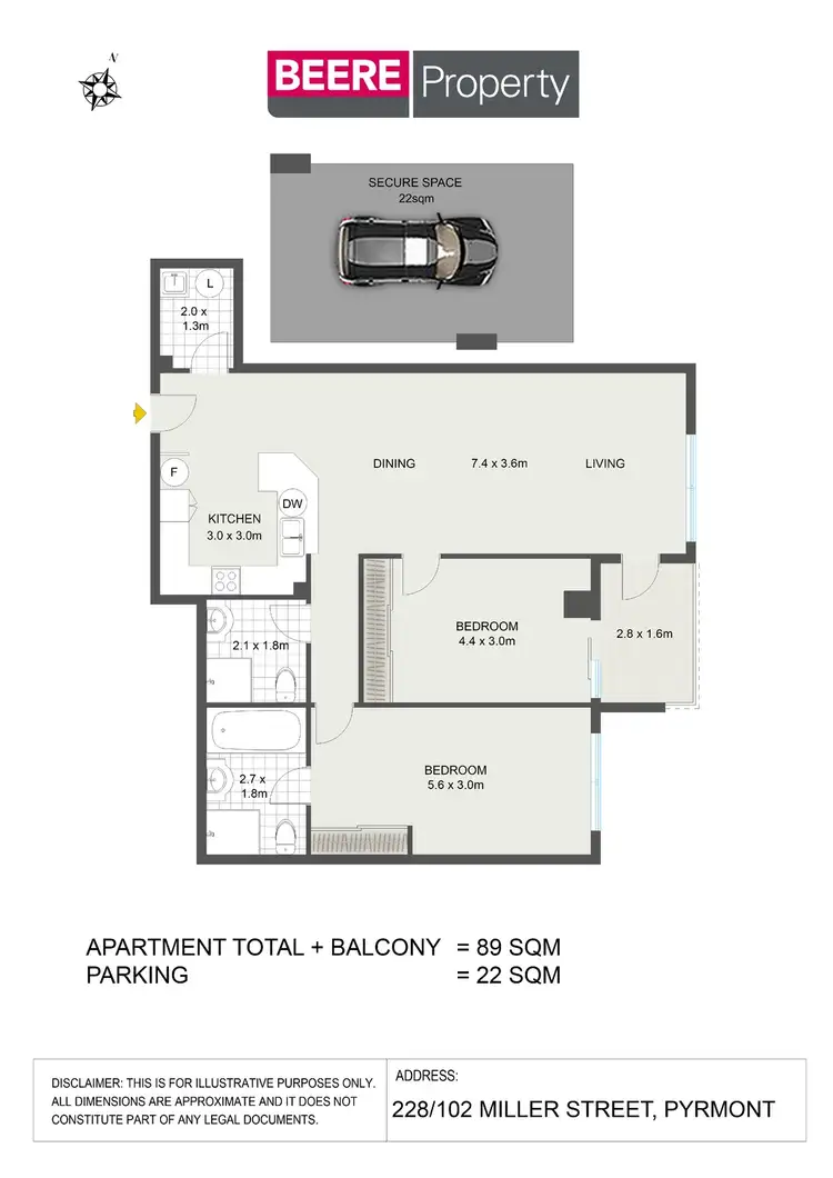 Floorplan of Homely apartment listing, 228/102 Miller Street, Pyrmont NSW 2009