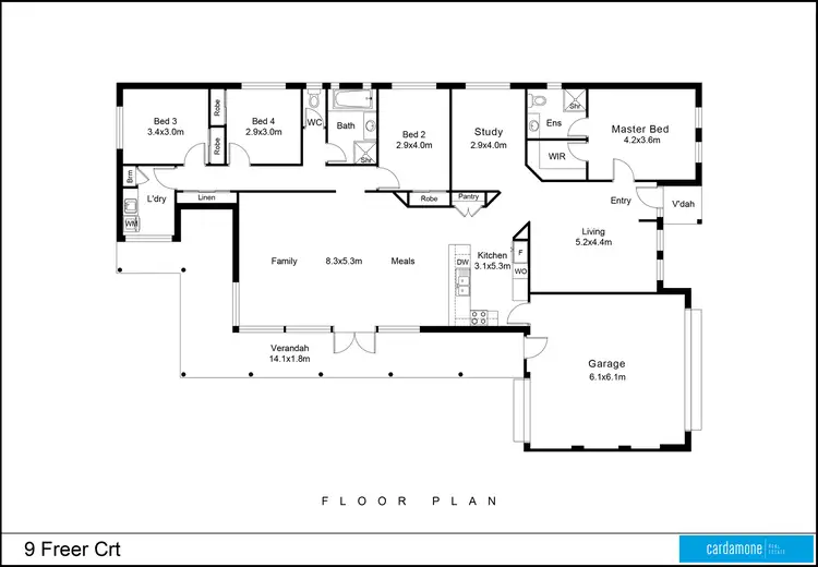 Floorplan of Homely house listing, 9 Freer Court, Mooroopna VIC 3629