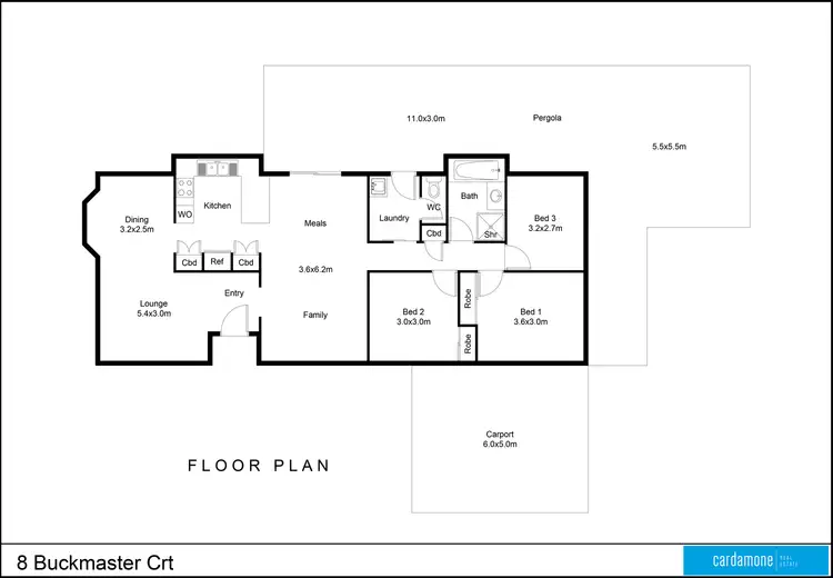 Floorplan of Homely house listing, 8 Buckmaster Court, Shepparton VIC 3630
