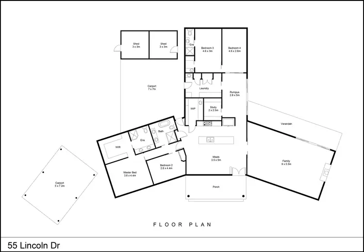 Floorplan of Homely house listing, 55 Lincoln Drive, Shepparton VIC 3630