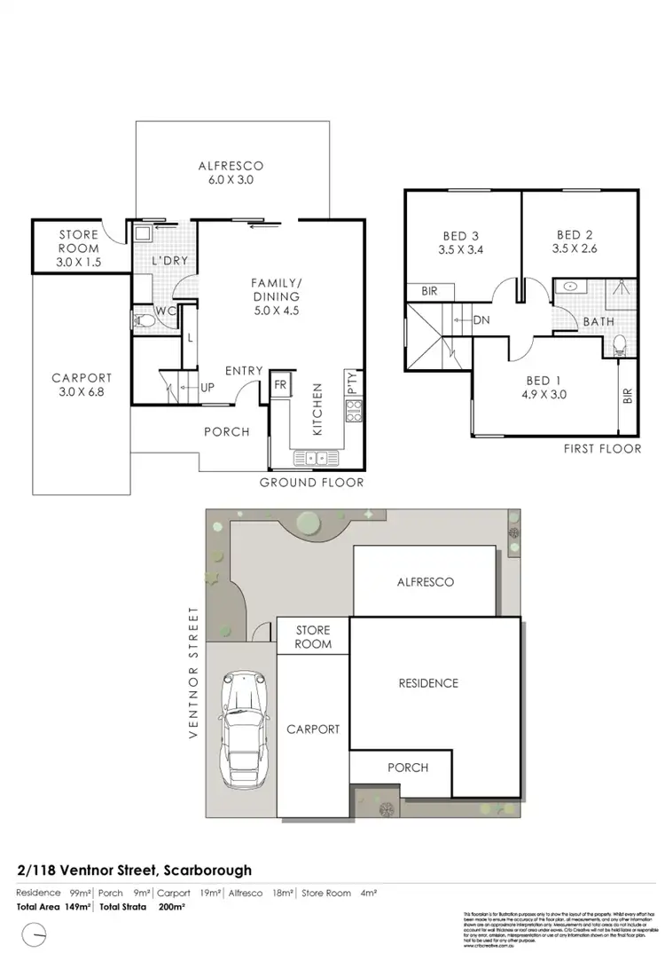 Floorplan of Homely townhouse listing, 2/118 Ventnor Street, Scarborough WA 6019