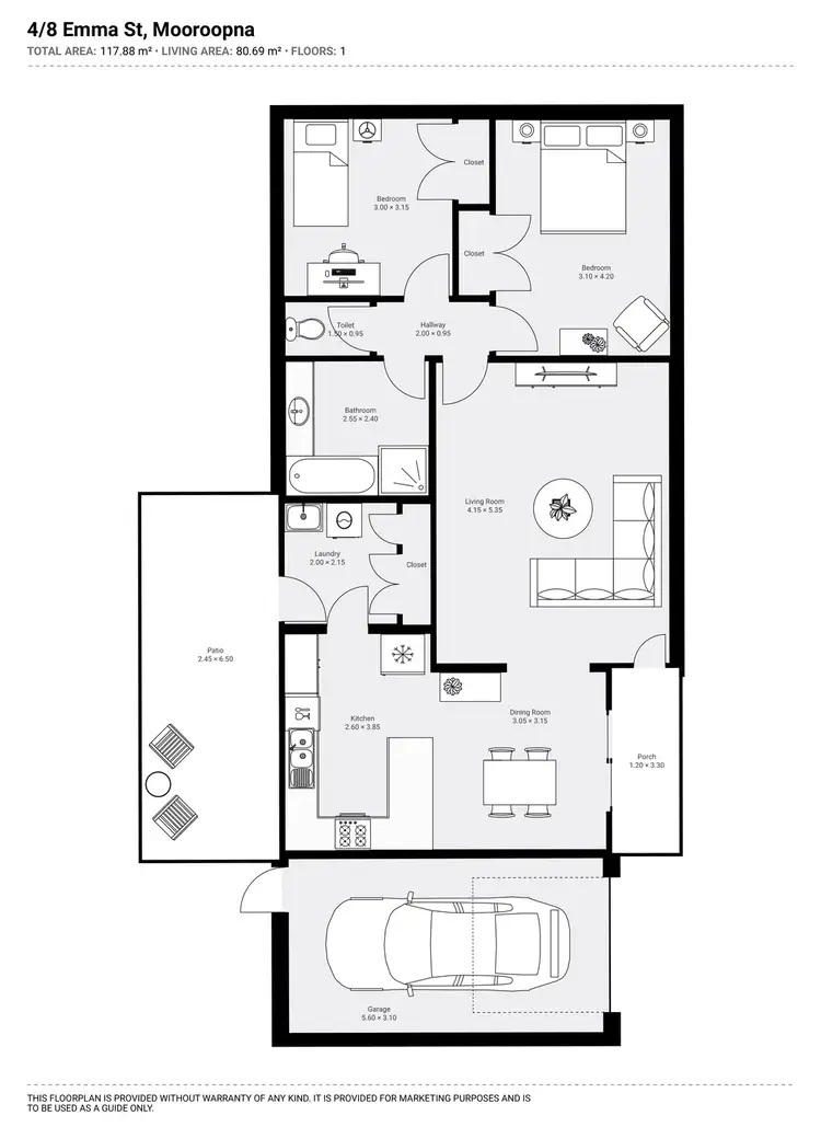 Floorplan of Homely townhouse listing, Unit 4/8-10 Emma Street, Mooroopna VIC 3629