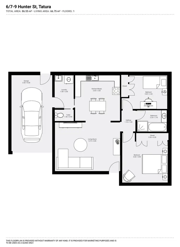 Floorplan of Homely unit listing, 6/7-9 Hunter Street, Tatura VIC 3616