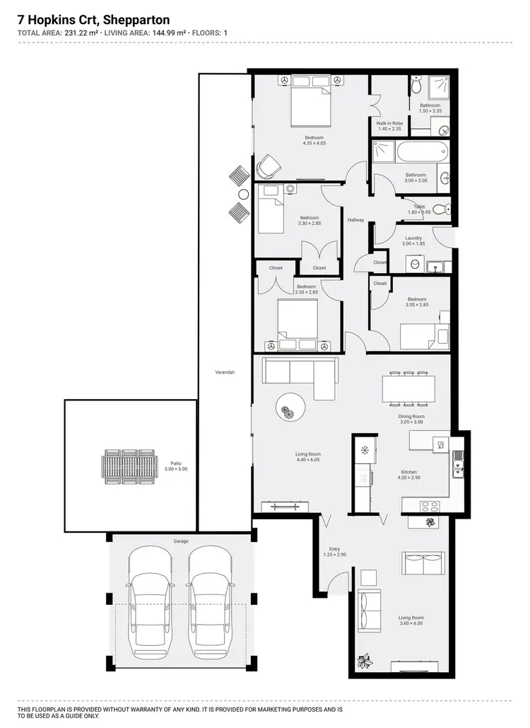 Floorplan of Homely house listing, 7 Hopkins Court, Shepparton VIC 3630