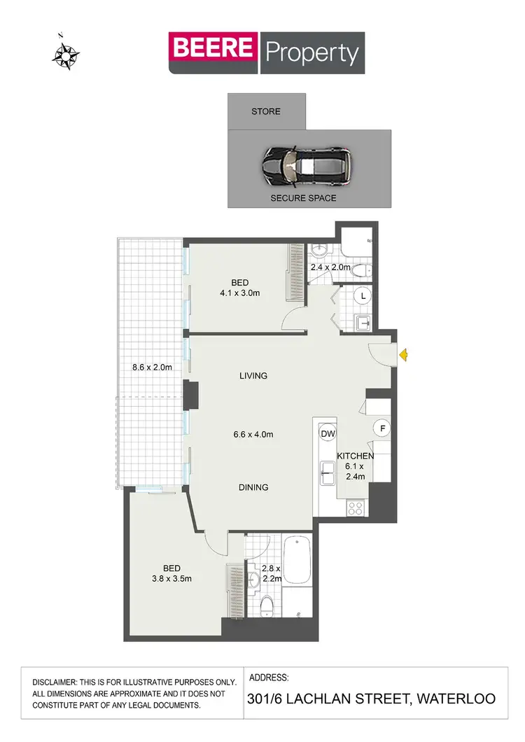 Floorplan of Homely apartment listing, 301/6 Lachlan Street, Waterloo NSW 2017