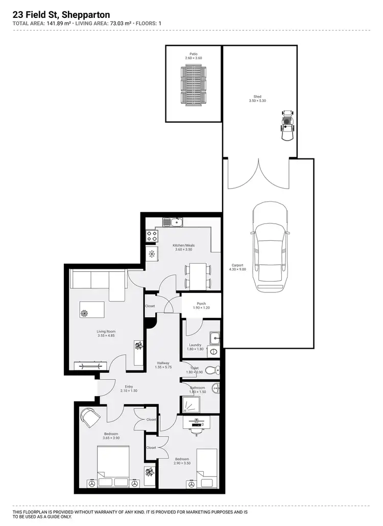 Floorplan of Homely house listing, 23 Field Street, Shepparton VIC 3630
