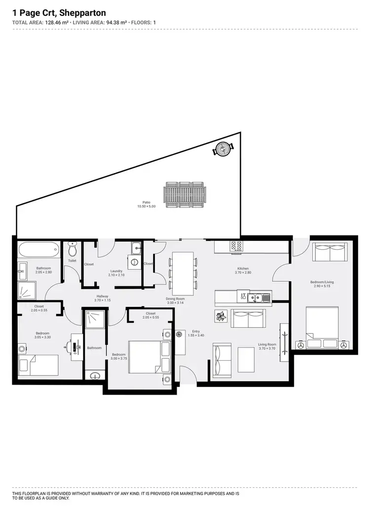 Floorplan of Homely house listing, 1 Page Court, Shepparton VIC 3630