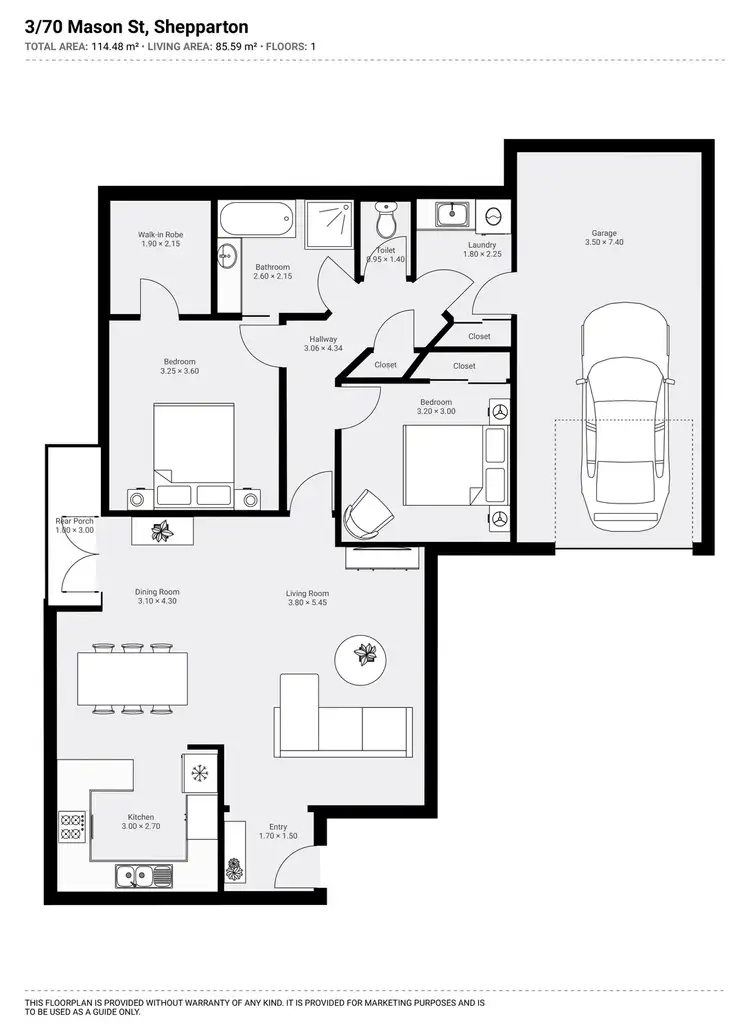 Floorplan of Homely townhouse listing, 3/70 Mason Street, Shepparton VIC 3630
