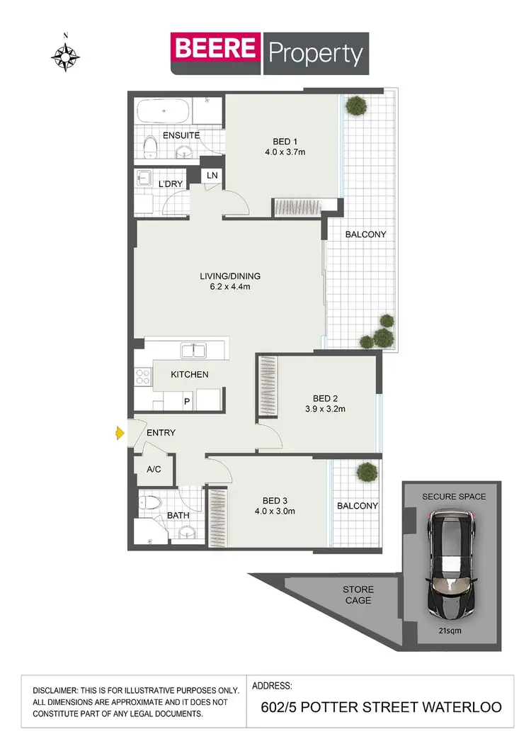 Floorplan of Homely apartment listing, 602/5 Potter Street, Waterloo NSW 2017