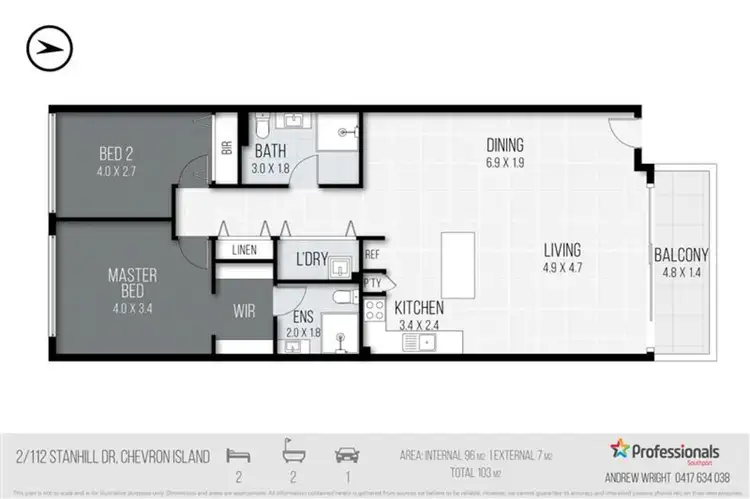 Floorplan of Homely apartment listing, 2/112 Stanhill Drive, Chevron Island QLD 4217