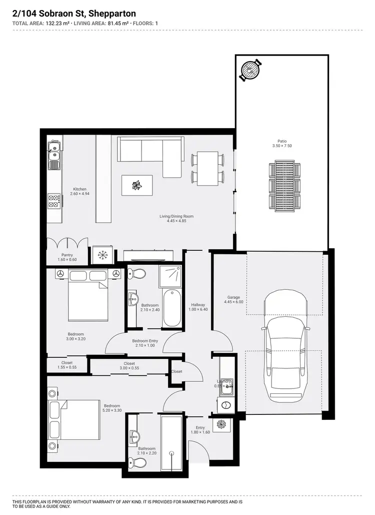 Floorplan of Homely townhouse listing, 2/104 Sobraon Street, Shepparton VIC 3630