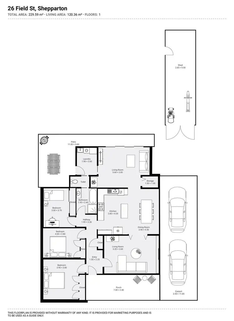 Floorplan of Homely house listing, 26 Field Street, Shepparton VIC 3630