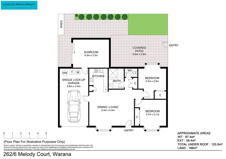 Floorplan of Homely semi-detached listing, 262/6 Melody Court, Warana QLD 4575