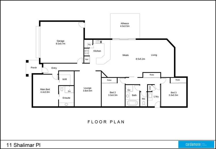 Floorplan of Homely house listing, 11 Shalimar Place, Shepparton VIC 3630