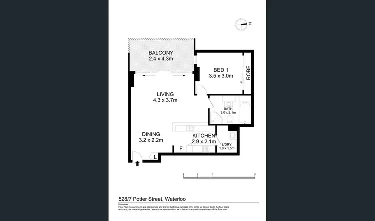 Floorplan of Homely apartment listing, 528/7 Potter Street, Waterloo NSW 2017