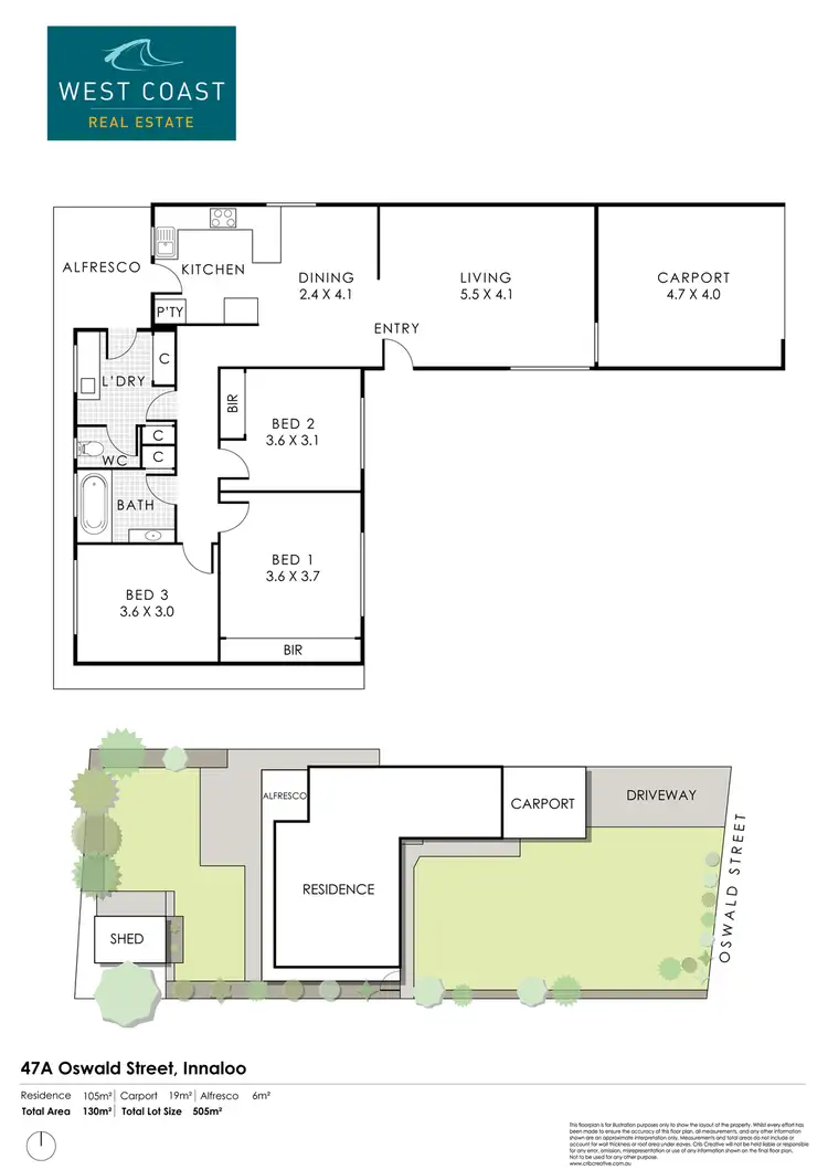 Floorplan of Homely semi-detached listing, 47a Oswald Street, Innaloo WA 6018