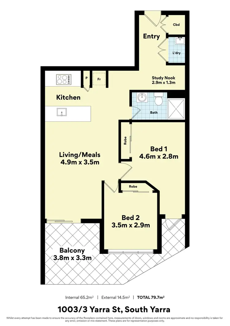 Floorplan of Homely apartment listing, 1003/3 Yarra Street, South Yarra VIC 3141