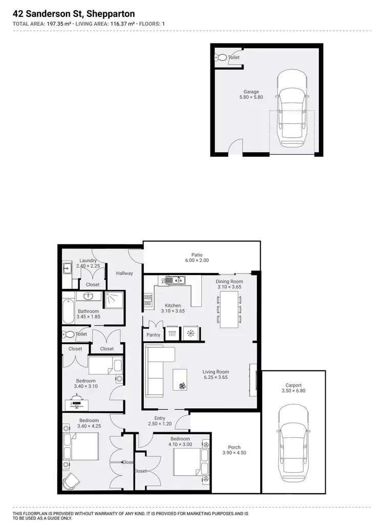 Floorplan of Homely house listing, 42 Sanderson Street, Shepparton VIC 3630