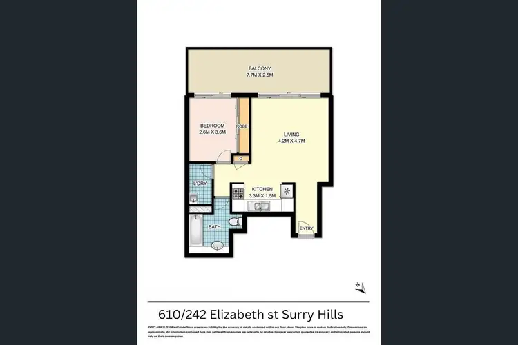 Floorplan of Homely apartment listing, 610/242-254 Elizabeth Street, Surry Hills NSW 2010