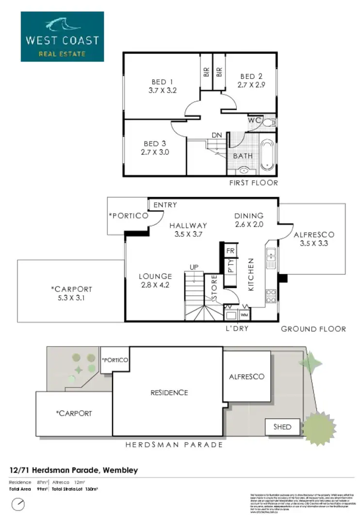 Floorplan of Homely townhouse listing, 12/71 Herdsman Parade, Wembley WA 6014