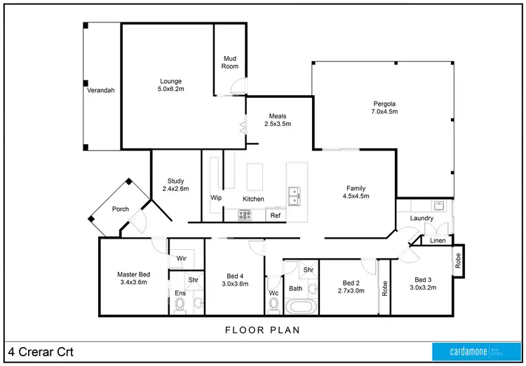 Floorplan of Homely house listing, 4 Crerar Court, Mooroopna VIC 3629