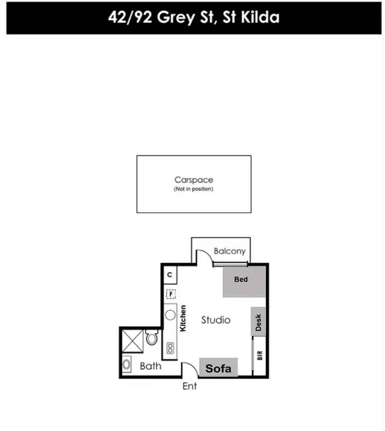 Floorplan of Homely studio listing, 42/92 Grey Street, St Kilda VIC 3182