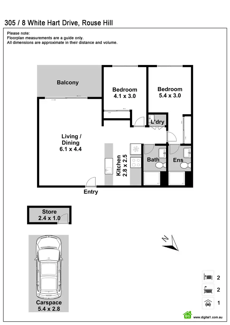 Floorplan of Homely apartment listing, 305/8 White hart Drive, Rouse Hill NSW 2155