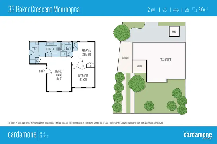 Floorplan of Homely semi-detached listing, 2/33 Baker Crescent, Mooroopna VIC 3629