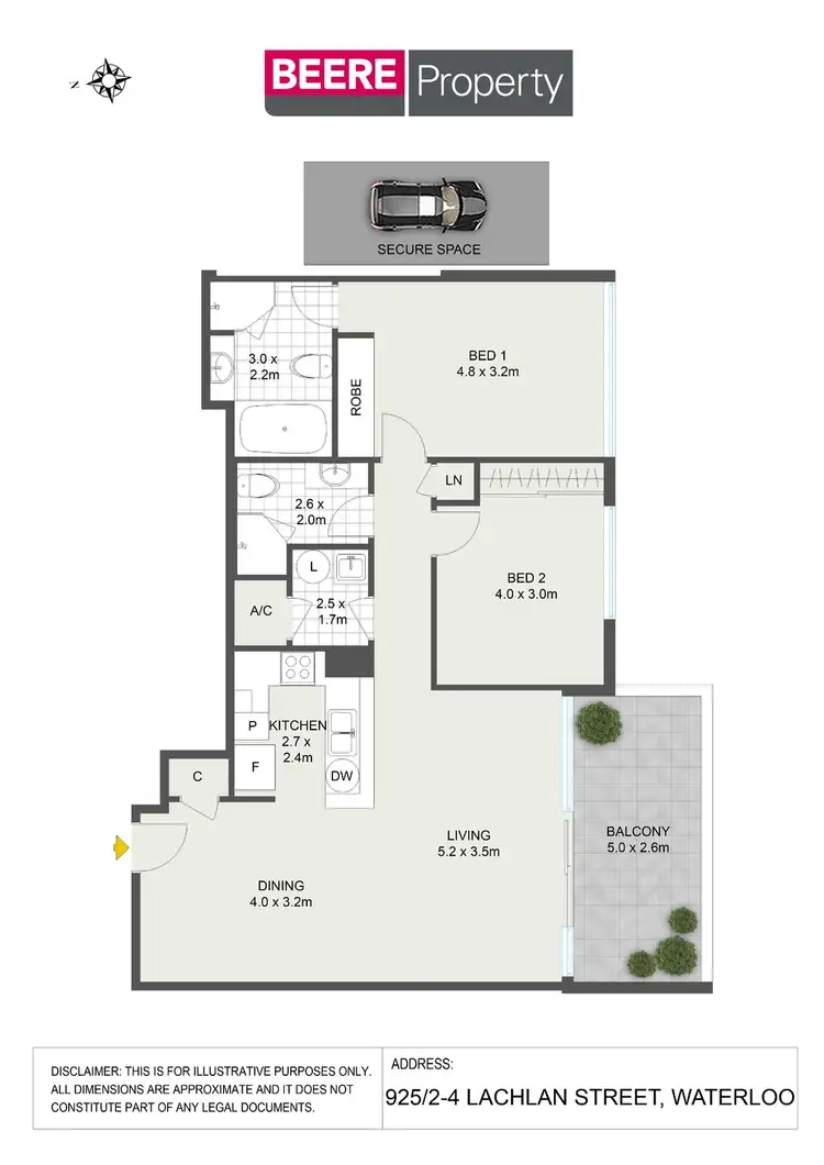 Floorplan of Homely apartment listing, 925/2-4 Lachlan Street, Waterloo NSW 2017