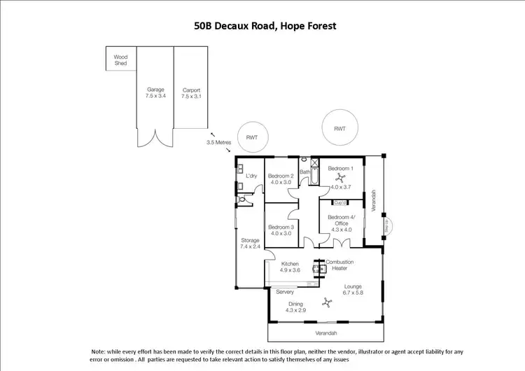 Floorplan of Homely rural property listing, 50B Decaux Road, Hope Forest SA 5172