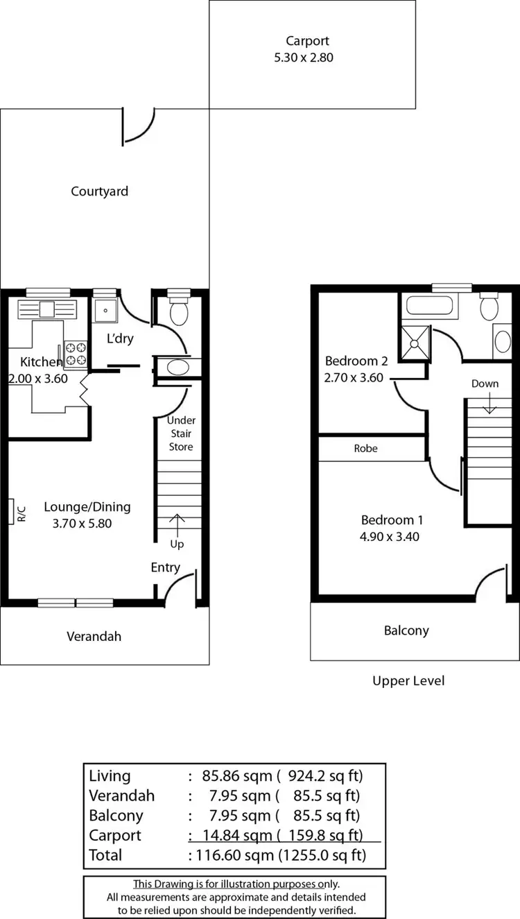 Floorplan of Homely townhouse listing, 12/390 Sir Donald Bradman Drive, Brooklyn Park SA 5032