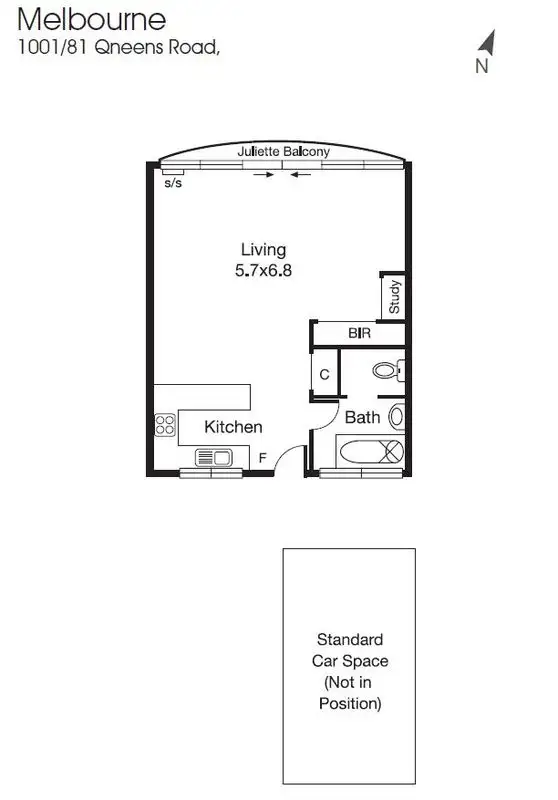Floorplan of Homely apartment listing, 1001/81 Queens Road, Melbourne VIC 3004